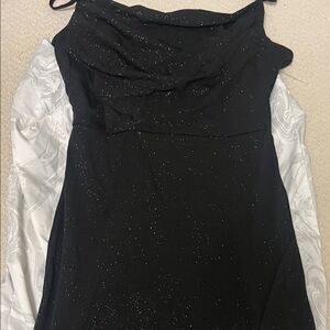 Inspired Hearts Black Strapless Sparkle Cowl Dress